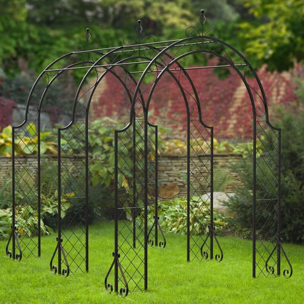 88799bk panacea lattice metal garden arch tunnel black 8 3 x 5 9 insitu min 1