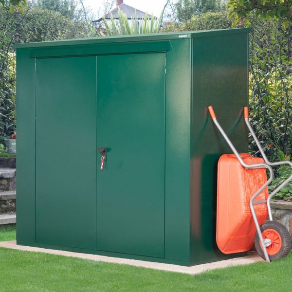asgtrnplus 7x3 asgard trojan plus metal shed and bike shed combo insitu1 min 1 1
