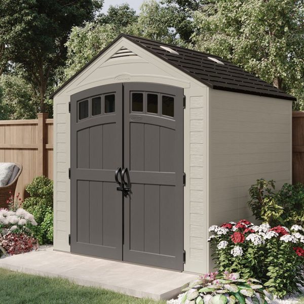 bms7727 7x7 suncast cloverdale plastic garden shed insitu1 min