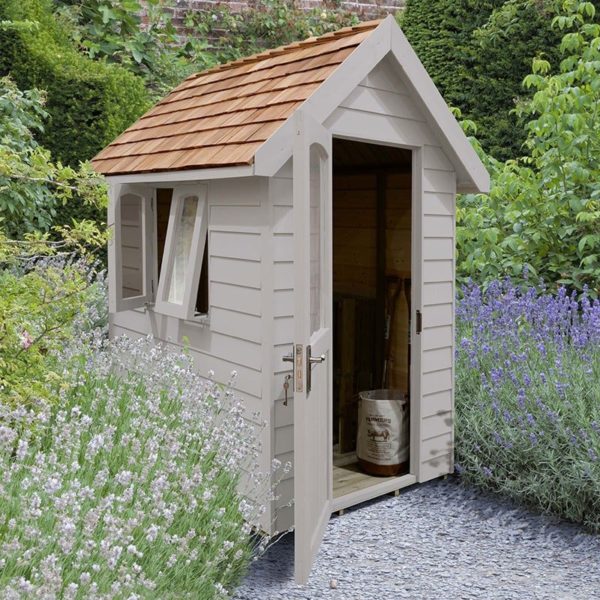 fra46gyin forest retreat 6x4 apex shed grey insitu min