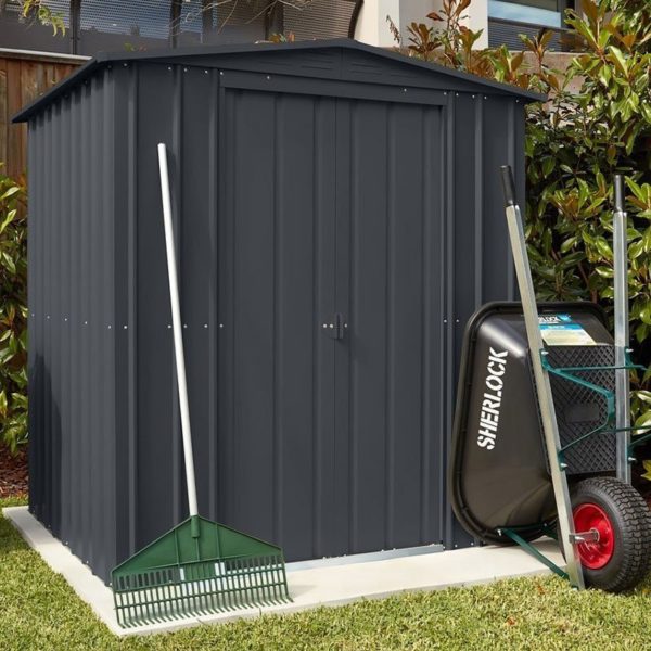 lotus63ag 6x3 lotus anthracite grey metal shed insitu1 min 1