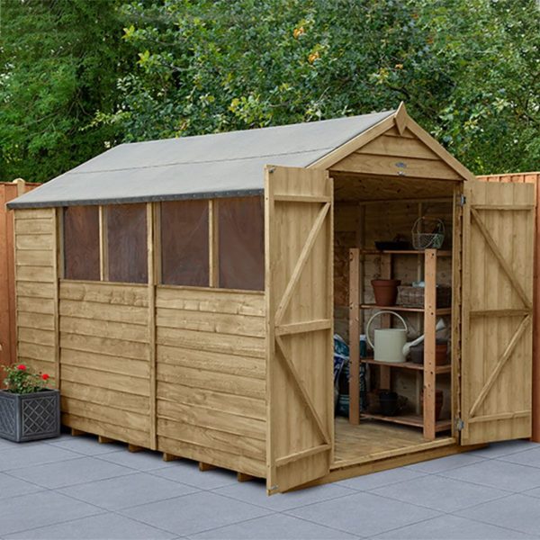 opa610ddm overlap pressure treated 10x6 apex shed double door insitu min 1