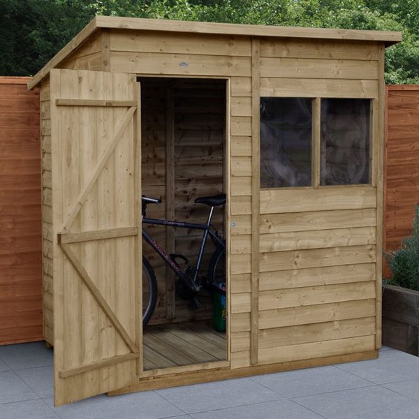 opp64m overlap pressure treated 6x4 pent shed insitu min 1